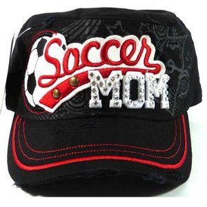 Black Soccer Mom Bling Cadet Hat